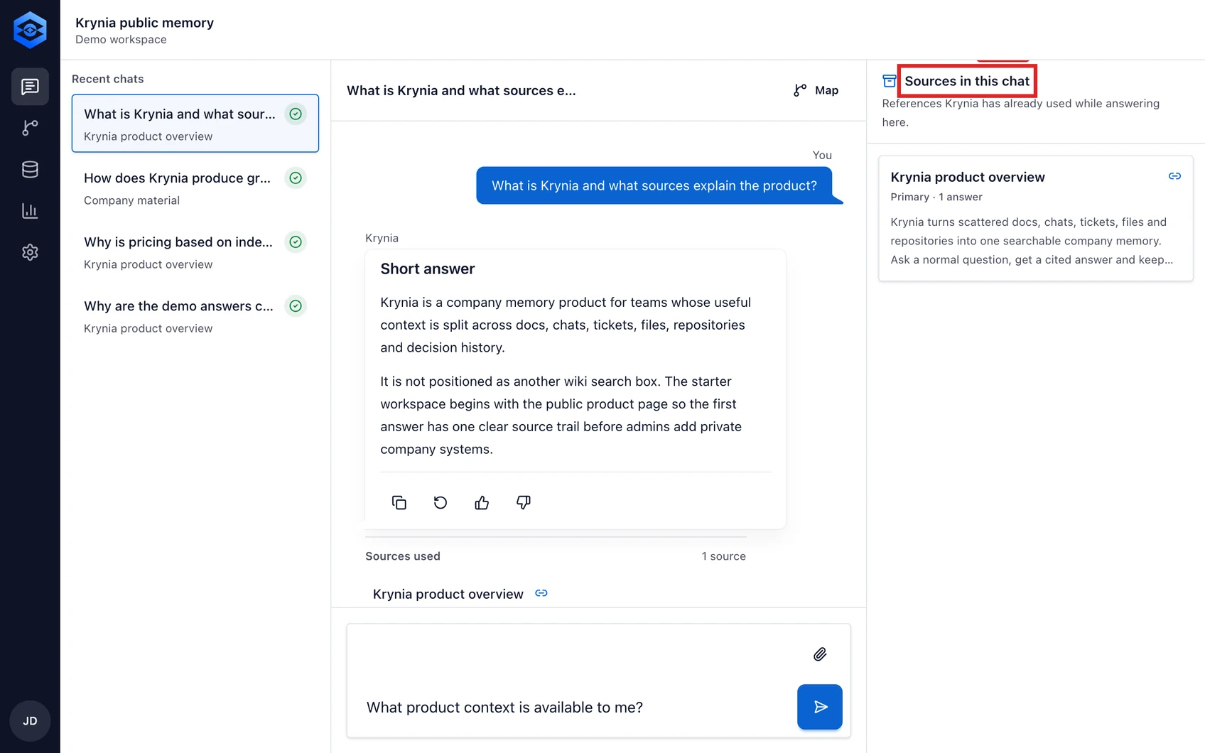 Ask and verify a cited answer: step 4. Open Answer details when you need retrieval scope, confidence or the full evidence list.