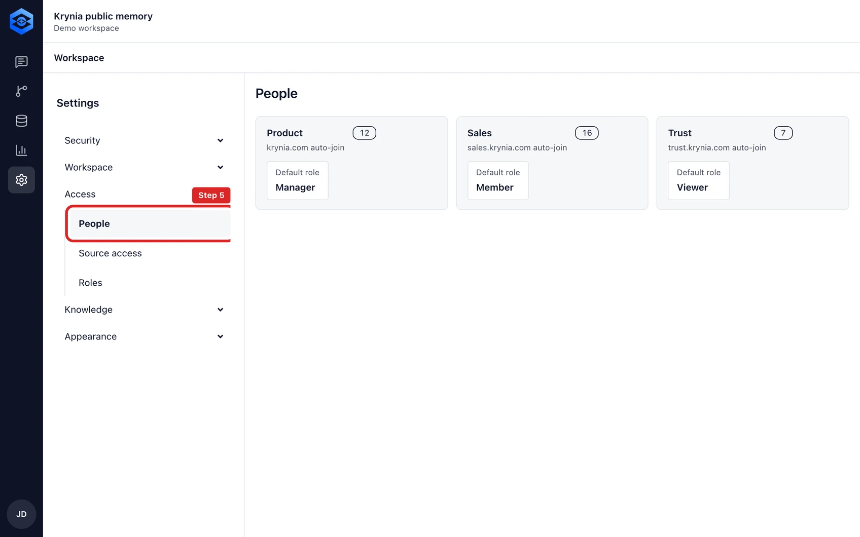 Create your first Krynia workspace: step 5. Invite one teammate and verify that their role matches the sources they should see.